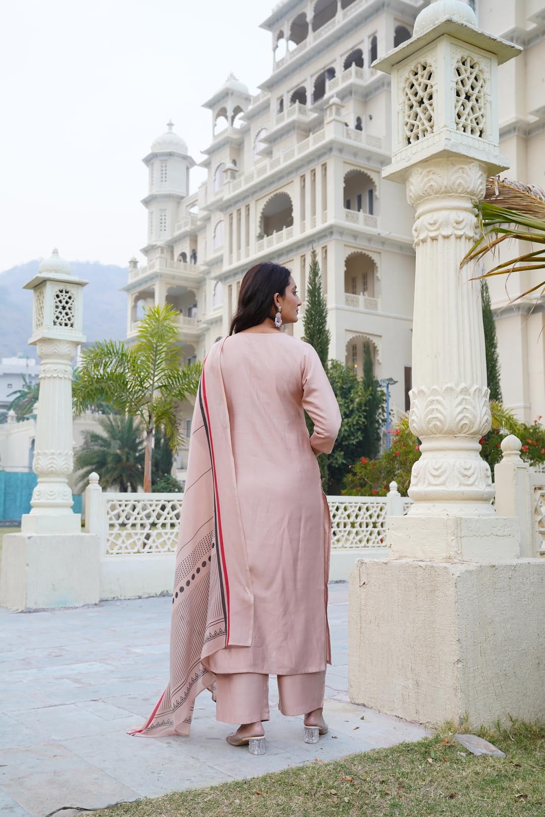 Anni Designer Women'S Rayon Blend Solid Straight Kurta With Pant & Dupatta (Raja Saab Beige-Vks03_Xxl_Beige_Xx-Large),Beige,2XL,Rayon Blend,Casual,