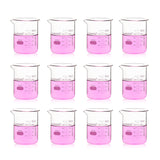Labvida 12pcs 300ml Upgrated Thick Glass Beakers, Griffin Low Form Beaker Set with Double Scale, 3.3 Boro, LVA011