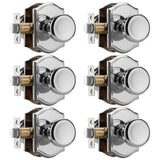 STARPY 6 Pack Pismo Doorknobs with Lock for Bath & Bedroom, Polished Chrome Interior Door Knobs with Camelot Trim
