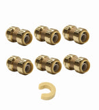6-Pack EFIELD Push-Fit Fittings 3/4-inch Straight Coupling to Connect Pex, Copper, CPVC, Free Clip Tool