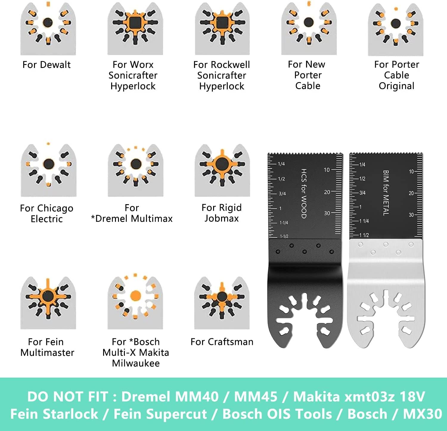 Protoiya 87 PCS Oscillating Tool Blades, Wood Metal Plastic Quick Release Oscillating Multitool Saw Blades Accessories with Sand