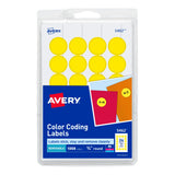 Avery Print/Write SelfAdhesive Removable Labels, 0.75 Inch Diameter, Yellow, 1,008 per Pack (5462)