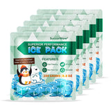 SuccorWare 5 Packs Reusable Ice Packs for Lunch Boxes - 12+ Hour Cooling Ice Gel Pack for Camping, Beach, Office - Ice Packs for