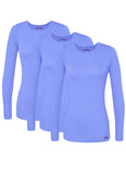 Sivvan Scrubs for Women Long Sleeve Comfort Underscrub Tee 3Pack S85003 Ceil Blue M