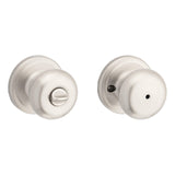 Kwikset Juno Interior Privacy Door Knob with Lock, Door Handle For Bathroom and Bedroom, Satin Nickel Keyless Turn Lock Doorknob