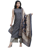 Gosriki Women'S Rayon Blend Straight Printed Kurta With Pant & Dupatta (Canasi Blue-Gs_S_Blue_Small),Blue,,B0DBM2R74V