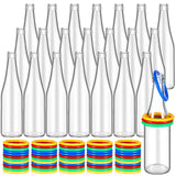 Tioncy 120 Pcs Ring Toss Game Outdoor Carnival Games Backyard Adults Fun Target Toys Glass Bottles with Mixed Color Rings Hoops 