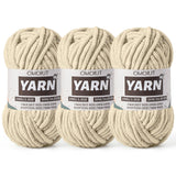 3 Pack Light Khaki Fluffy Chunky Chenille Crochet Yarn, Baby Yarn for Crocheting Soft Blanket, Bulky Velvet Yarn (100g/54.8yds E