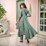 Anni Designer Women'S Rayon Viscose Straight Printed Kurta With Pant & Dupatta (Vice Green-Vks04_5Xl_Green_Xxxxx-Large),Green,5XL,,,