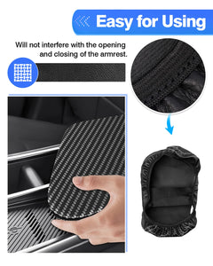 Autorder Center Console Cover for Kia Forte 2019-2024 Accessories Carbon Fiber Armrest Cover Anti-Scratch Middle Console Pad Lea