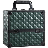 FRENESSA Makeup Case Makeup Box Cosmetic Train Cases Portable Make Up Artist Travel Case Storage Box 4 Trays with Dividers Locka