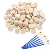 120 pcs Half Wood Balls 15mm Unfinished Half Wooden Balls Split Wood Balls for DIY Projects Craft Supplies and 6pcs Nylon Paint 
