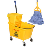 HiBaby Side Press Wringer Combo Commercial Mop Bucket on Wheels, 35 Quart