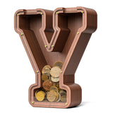 Summidate Wooden Letter Piggy Bank, Extra Thick Large Capacity Piggy Bank for Kids Boys Girls Toddler, Alphabet Y Money Bank| Co