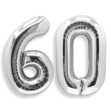 AULE 40 Inch Jumbo Silver Foil Mylar Number Balloons for Men Women 60th Birthday Party Decorations 60 Years Old Anniversary Part