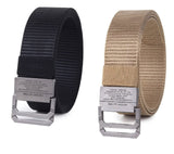 Zacharias MenS Canvas Nylon Army Belt Dd02 (Beige & Black_Free Size) (Combo Pack Of 2)