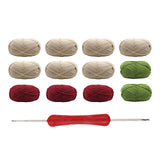 Atorse Flower Blanket Crochet Kit Gift Crochet Starter Kit For Enthusiast Beginners Khaki White Red Rose