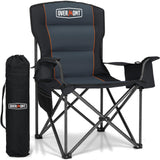 Overmont Oversized Folding Camping Chair - 450lbs Support with Padded Cushion Cooler Pockets - Heavy Duty Collapsible Chairs for