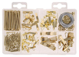 OOK 536165 Assorted Picture Hangers Kit, Heavy Duty Art Hooks, Steel, Brass, 10lbs 100lbs (200 Piece),White