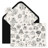Whaline 24 Pack Wedding Cards Black Bride Groom Flower Greeting Note Cards Boxed Invitation Card with Envelope Sticker for Engag