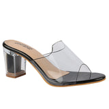 Shoetopia Womens/Girls Black Transparent Solid Block Heels,Black,4,B09NC13XSW