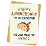 Losaria Anniversary Card to Husband, Funny Taco Themed Anniversary Card Gifts from Wife, Happy Sweet Wedding Day Gifts for Husba