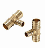 2-Pack Efield 3/4 X 3/4 X 1/2 Pex Reducing Tee Brass Barb Crimp Fittings, ASTM F1807,(PEX1807077-2PCS)