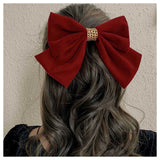 Andelaisi Vintage Satin Velvet French Bow Hair Accessories - Large Ribbon Bowknot Headclips, Barrettes and Decorative Hairclips 