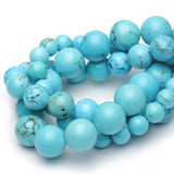 Chicager 6mm Natural Stone Beads for Jewelry Making,Blue Turquoise Polished Smooth Round Gemstone Beads for Bracelet Necklace 15