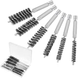 Patelai 6 Pcs Stainless Steel Wire Bore Brush Different Size Twisted Cleaning Brush with Handle 1/4 Inch Hex Shank for Power Dri