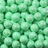 BERMRO 16mm Acrylic Bead 100pcs AB Mint Green Color Acrylic Bead Chunk Bubblegum Beads for DIY Crafting Necklace Bracelet Jewelr