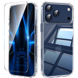 QXC YABUDA Clear Case for iPhone 17 Pro Max with Screen Protector,Never Yellowing Silicone TPU Shockproof Hard PC Back Hybird Pr