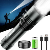 VOLISABER Flashlight Rechargeable 1500 High Lumens with Ignition Lens, LED Super Bright Zoomable Flash Light, 5 Modes Waterproof
