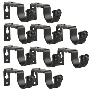 10 Pieces of Adjustable Curtain Rod Brackets, Eau Heavy Duty Black Curtain Rod Holders for Maximum 1 Inch Rod, Wall-Mounted Meta