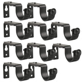 10 Pieces of Adjustable Curtain Rod Brackets, Eau Heavy Duty Black Curtain Rod Holders for Maximum 1 Inch Rod, Wall-Mounted Meta