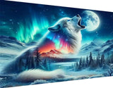 igoodom Large Diamond Painting, Wolf Large Diamond Art Kits for Adults, Full Drill Round Big Diamond Painting, DIY Gem Art and C