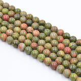 Asingeloo Unakite Natural Stone Loose Beads for Jewelry Making Round Loose Spacer Beads 15inch 10mm Flowe Green Gemstones Crysta