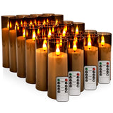 YOROXRG Flickering Flameless Candles Battery Operated with Remote and 2/4/6/8 H Timer Plexiglass Led Pillar Candles with Realist
