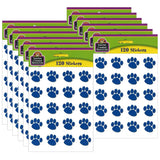 Blue Paw Prints Stickers, 1 Square, 120 Per Pack, 12 Packs