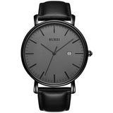 Burei Men'S Watch Ultra Thin Quartz Analog Wrist Watch Date Calendar Leather Band Watch For Men Women
