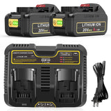 20V Lithium Ion Battery and Charger Kit for Dewalt Compatible with Dewalt 6.0ah Batteries DCB205 DCB206 DCB207 DCB204 DCB201 DCB