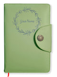 Brown Cloud Personalized Olive Green Soft Leather Finish Button Diary/Notebook/Journal With Customized Message/Quote/Name/Logo F