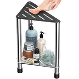 LarFaFa Stainless Steel Shower Stool for Inside Shower, 15.4'' H Shower Foot Rest, Corner Shower Stool with Storage Shelf, Showe