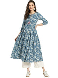 Anni Designer Women'S Cotton Blend Anarkali Kurta (Fulkali Blue_Xxl_Blue_Xx-Large),Blue,2XL