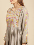 Rangita Olive Rayon Calf Length Embroidered Anarkali Kurti For Women | Kurta For Women_S