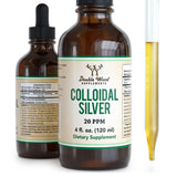 Colloidal Silver Liquid 20 PPM - 4 Fl OZ (Plata Coloidal with Dropper) 99.9% Pure, Gluten Free, Non-GMO by Double Wood Supplemen