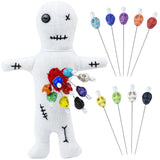 10Pcs Voodoo Doll Kit, Real Voodoo Dolls with 9 Skull Pins Creepy Ghost Doll Revenge Spells Voodoo Doll Relieve Stress Horror Do