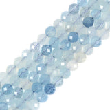 6mm Aquamarine Faceted Gemstone Round Loose Beads Strand 15.5-16 DIY Jewelry Making