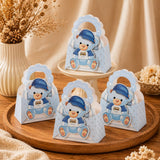 SATYAM KRAFT 5 Pcs Cute Blue Teddy Bear Gift Boxes for Birthday Return Gift, Baby Shower, Kids Theme Party, Candy Chocolate Swee