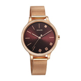 Sonata Play Quartz Analog Maroon Dial Rose Gold Stainless Steel Strap Watch For Women - Nt87050Wm03